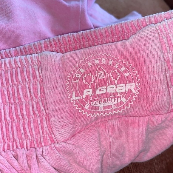 LA Gear shorts pink burnout medium stretch waistband pockets vintage - Picture 7 of 7